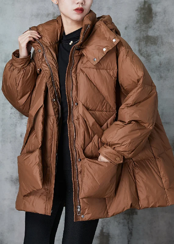 Caramel Fine Cotton Filled Jacket Oversized Pockets Winter