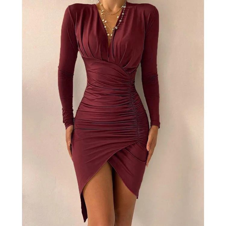 Sexy Drawstring Long Sleeves Mini Dresses