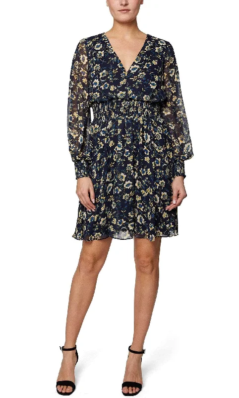 Laundry HU05D37 - Floral Printed Long Sleeve Cocktail Dress