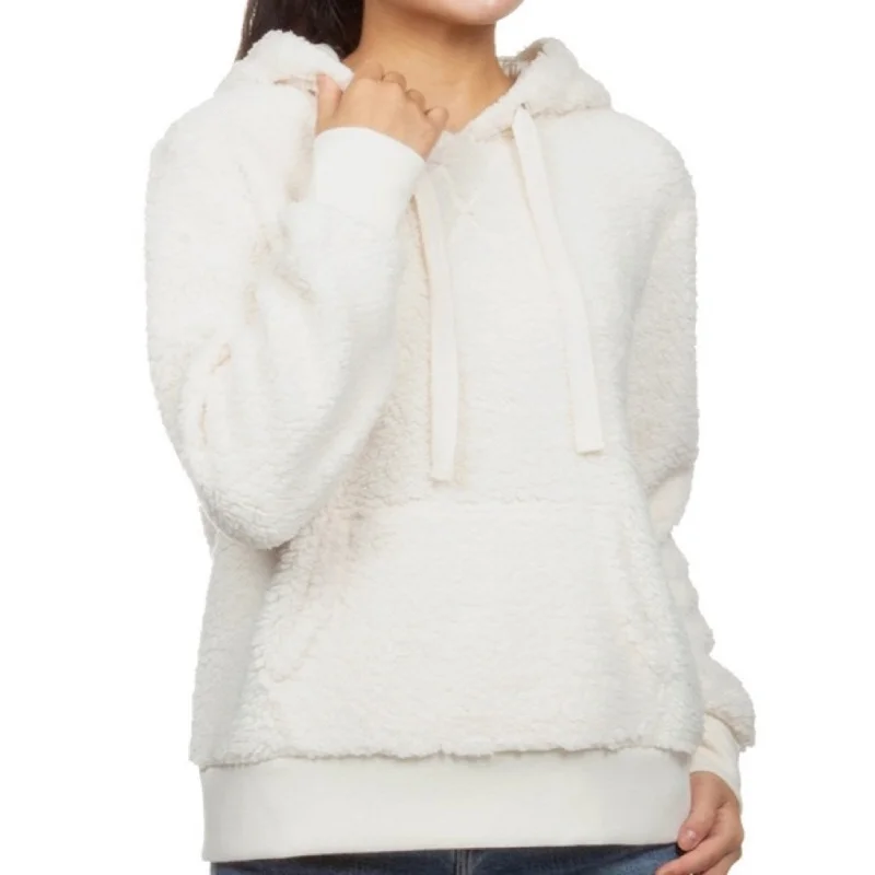 Hippie Rose Juniors' Sherpa Hoodie Natural Size Small