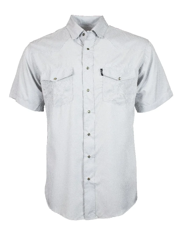 "Sol" Grey Short Sleeve Pearl Snap Shirt