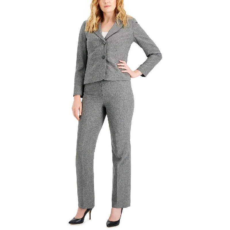 Le Suit Womens Petites Heathered Work Wear Two-Button Blazer