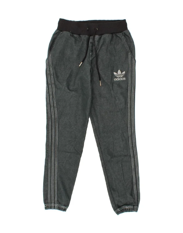 ADIDAS Womens Tracksuit Trousers Joggers UK 10 Small  Grey Cotton