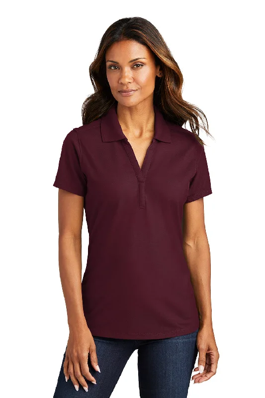 Port Authority Womens EZPerformance Moisture Wicking Short Sleeve Polo Shirt - Maroon - Closeout