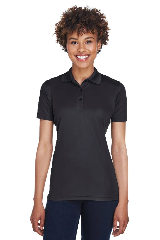 UltraClub Womens Cool & Dry Moisture Wicking Short Sleeve Polo Shirt - Black