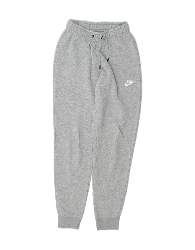 NIKE Womens Tracksuit Trousers Joggers UK 4 XS  Grey Cotton