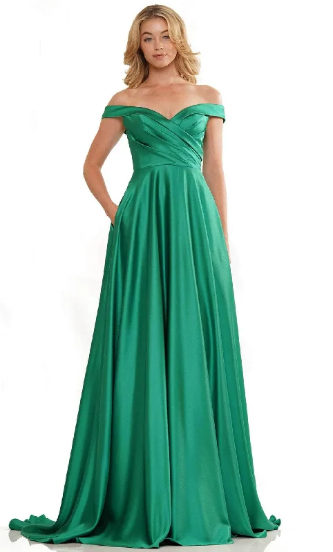 Colors Dress G1099 - Off Shoulder Satin A-Line Prom Gown