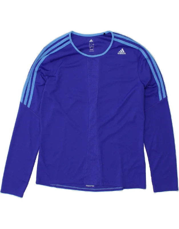 ADIDAS Womens Climalite Top Long Sleeve UK 16/18 Large Blue Polyester