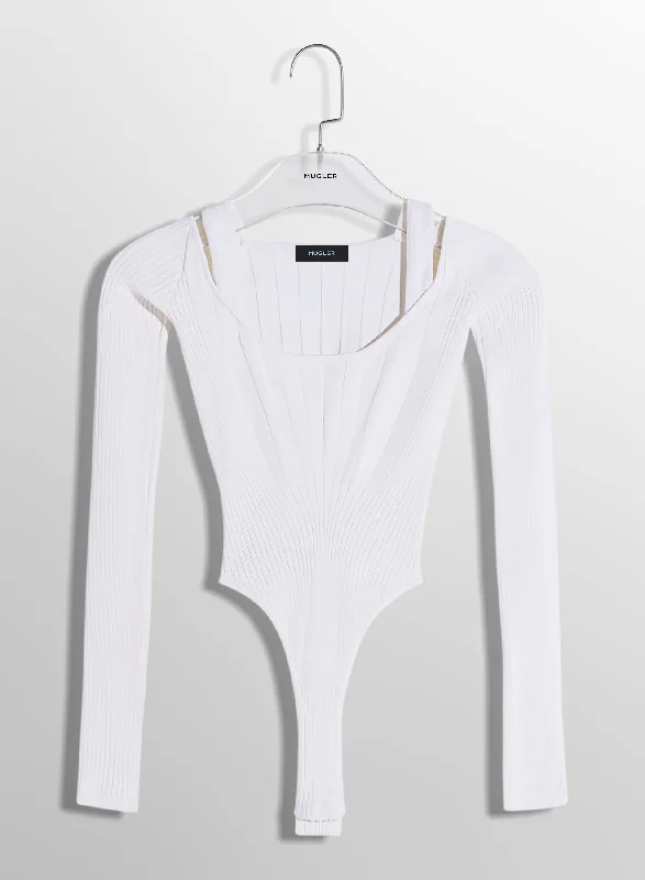 white sculpting knit bodysuit