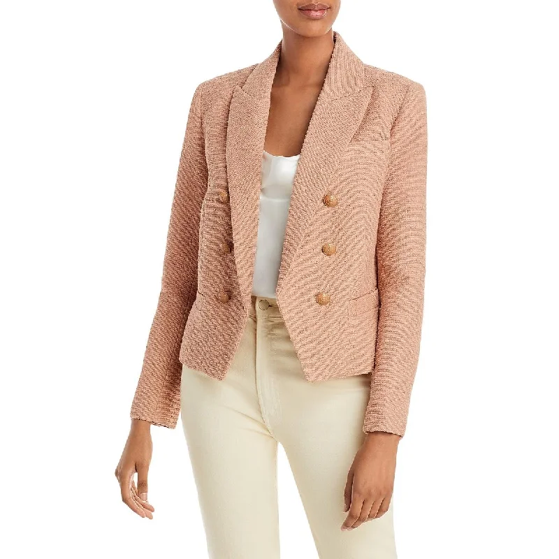 L'Agence Womens Brooke Knit Short Double-Breasted Blazer