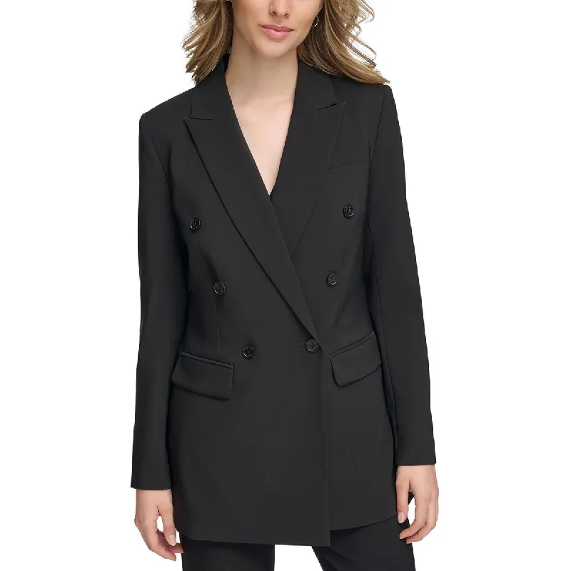 Calvin Klein Womens Solid Ponte Double-Breasted Blazer