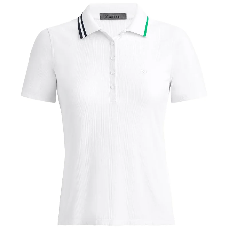 Womens Contrast Collar Rib Tech Nylon Polo Snow - AW24