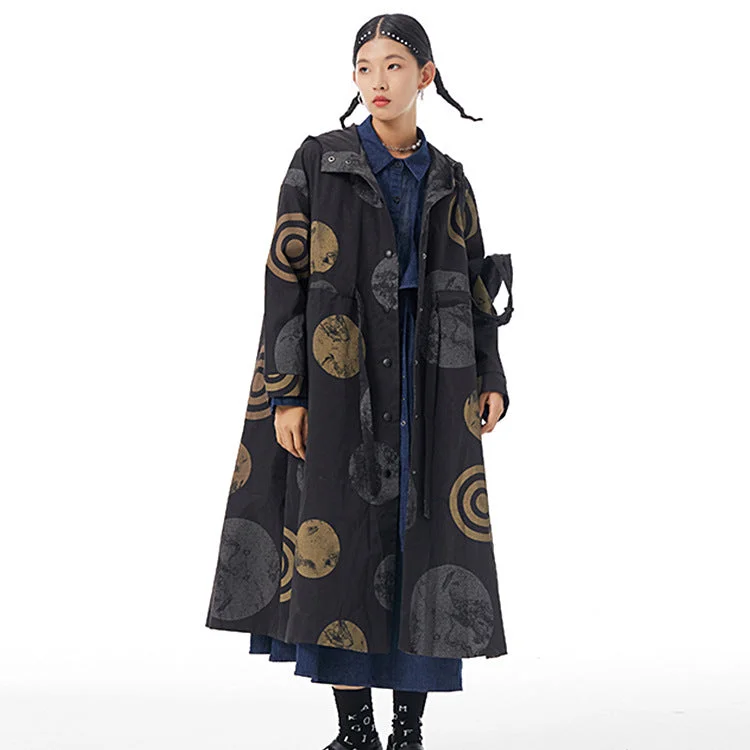 Vintage Design Plus Sizes Long Trench Coats for Women