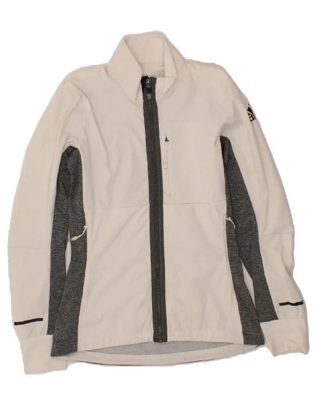 ADIDAS Womens Tracksuit Top Jacket UK 8 Small White Colourblock Polyester