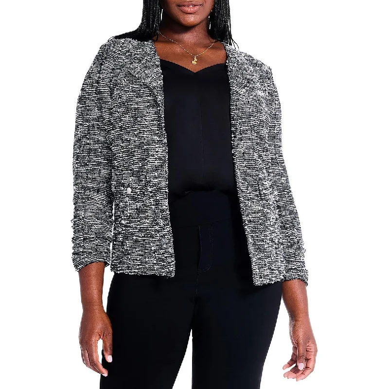 Nic + Zoe Womens Starry Sky Tweed Work Wear Open-Front Blazer