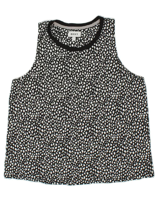 DKNY Womens Graphic Vest Top UK 14 Medium Grey Spotted Polyester