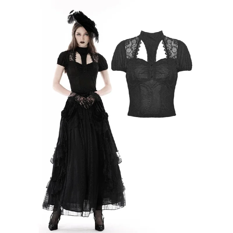 Women's Gothic Cutout Lace Splice Shirt