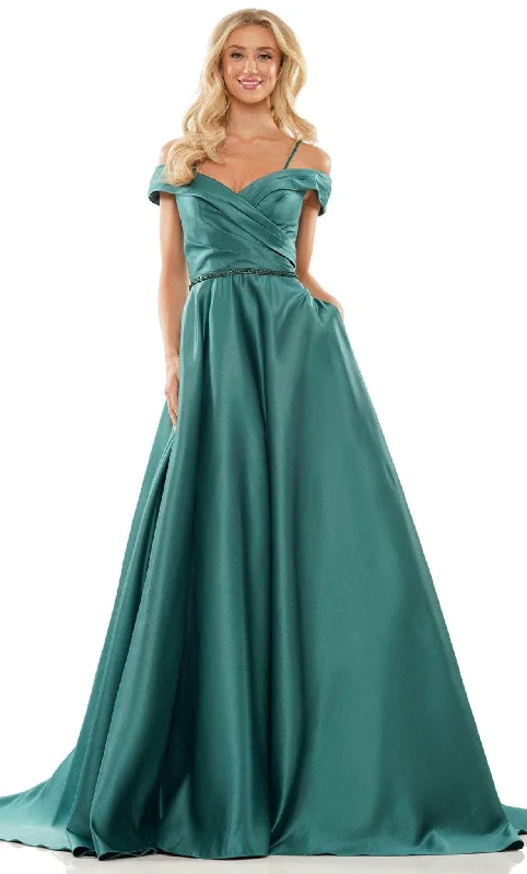 Colors Dress 2938 - Off Shoulder Satin Prom Gown