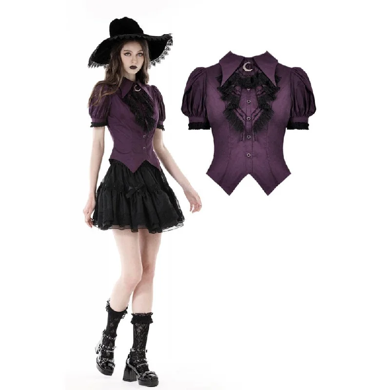 Women's Gothic Puff Sleeved Frilly Collar Shirt