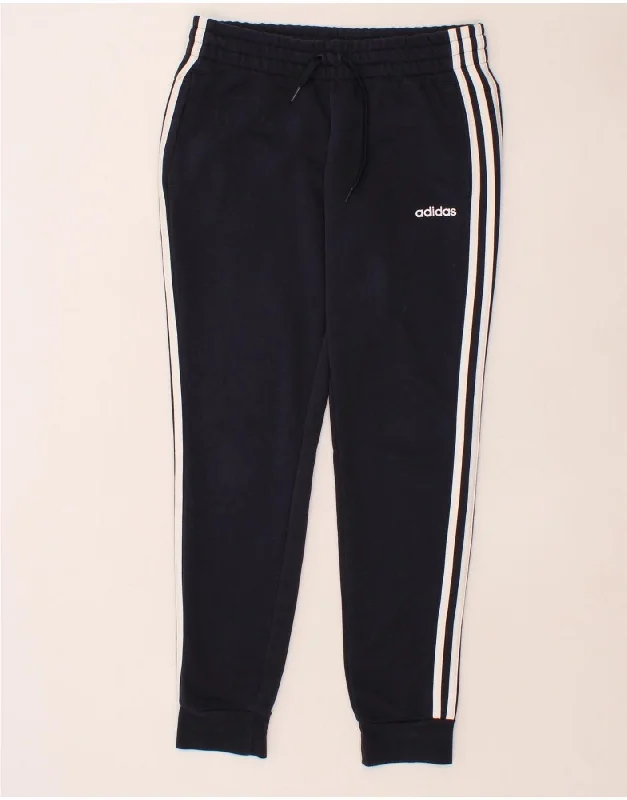 ADIDAS Womens Tracksuit Trousers Joggers UK 12/14 Medium  Navy Blue Cotton