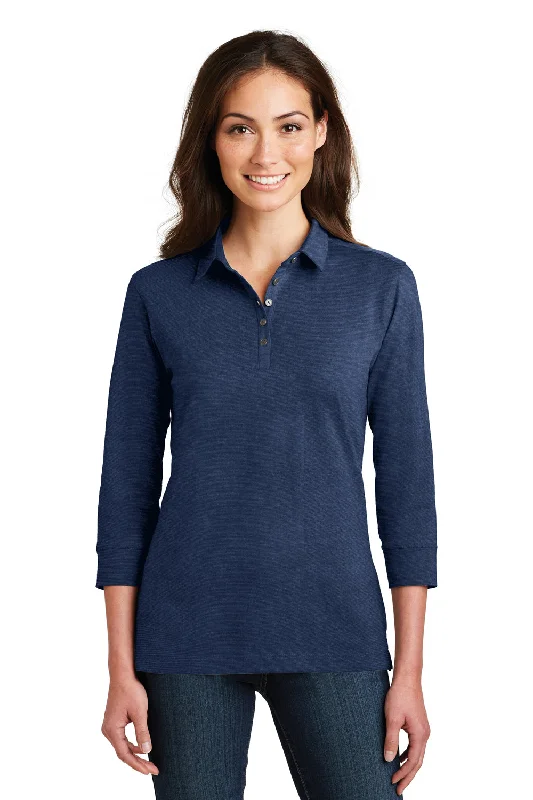 Port Authority Womens Meridian 3/4 Sleeve Polo Shirt - Estate Blue - Closeout