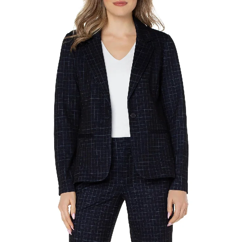 Liverpool Womens Window Pane Suit Separate One-Button Blazer