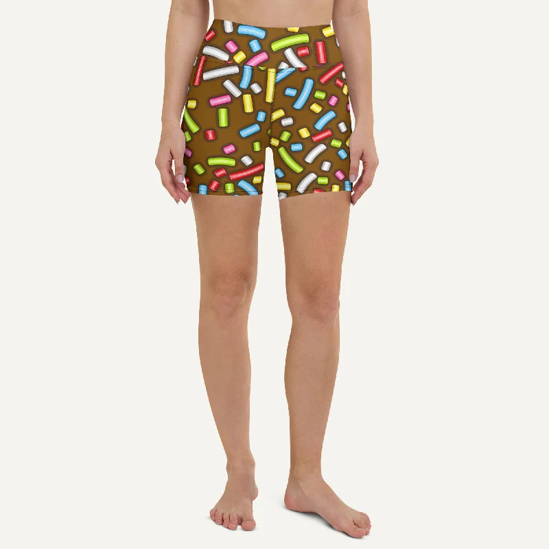 Chocolate Donut Sprinkles High-Waisted Shorts