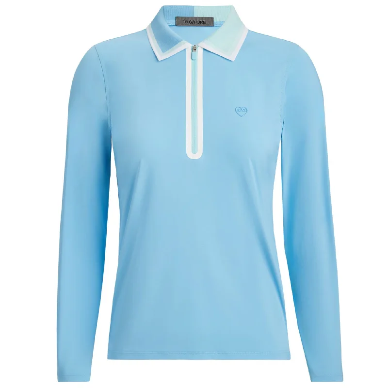 Womens Colour Block Silky Nylon Long Sleeve Polo Fountain - AW24