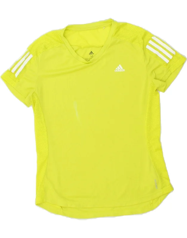 ADIDAS Womens Aeroready T-Shirt Top UK 12/14 Medium Yellow Polyester