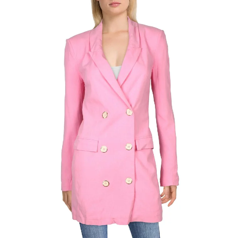 Ronny Kobo Womens   Slub Business Double-Breasted Blazer