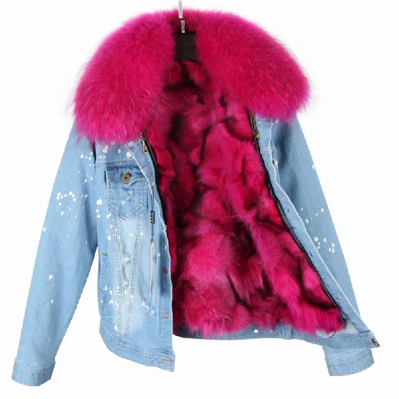 Light Blue Denim Pink Fur