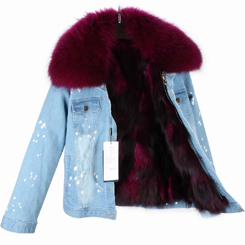 Light Blue Denim Light Raspberry Fur