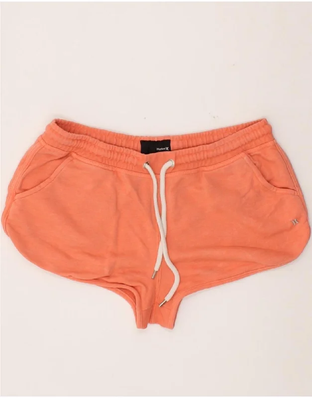 HURLEY Womens Sport Shorts UK 14 Large  Orange Cotton