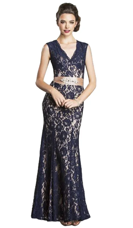 Aspeed Design - Sleeveless Long Lace Dress with Satin Ribbon