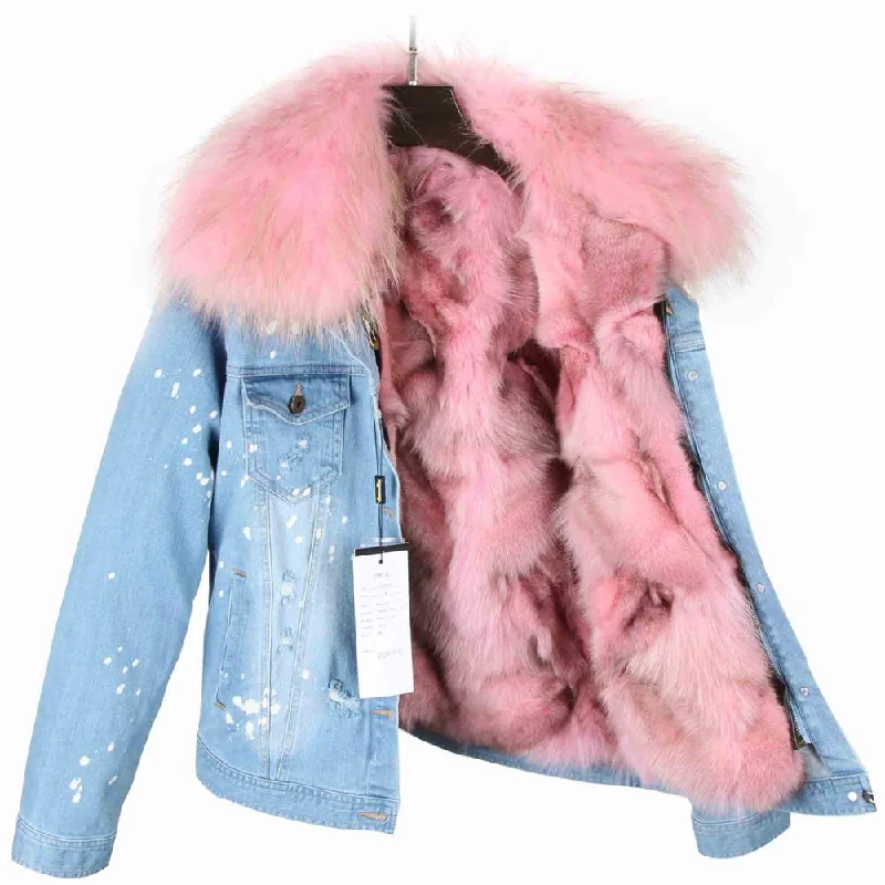 Light Blue Denim Light Pink Fur