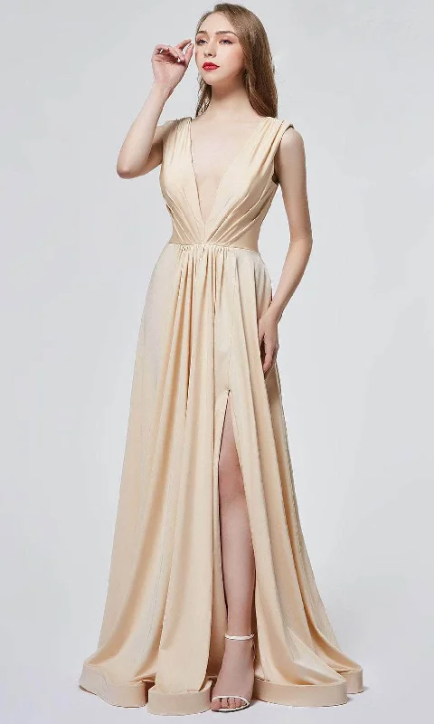 J'Adore Dresses J19021 - V-Neck Pleated Formal Gown