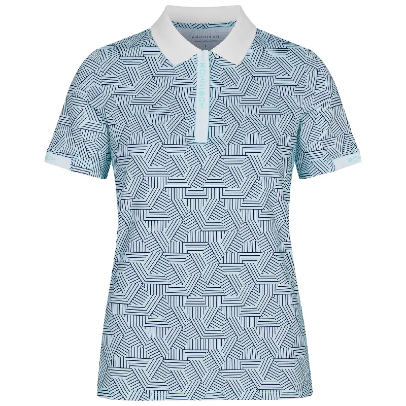 Womens Abby Regular Fit Stretch Polo Hexagon Mint - SS24