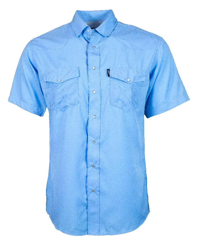 "Sol" Sky Blue Short Sleeve Pearl Snap Shirt