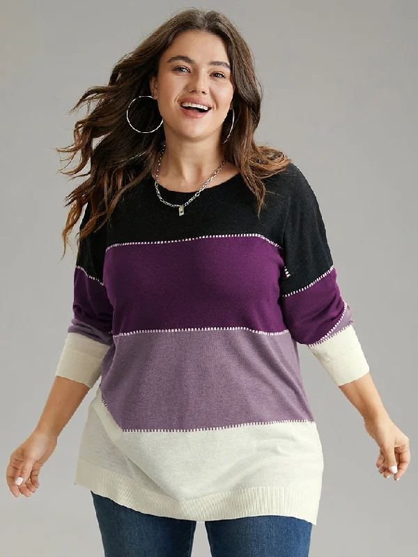 Supersoft Essentials Colorblock Contrast Round Neck Pullover