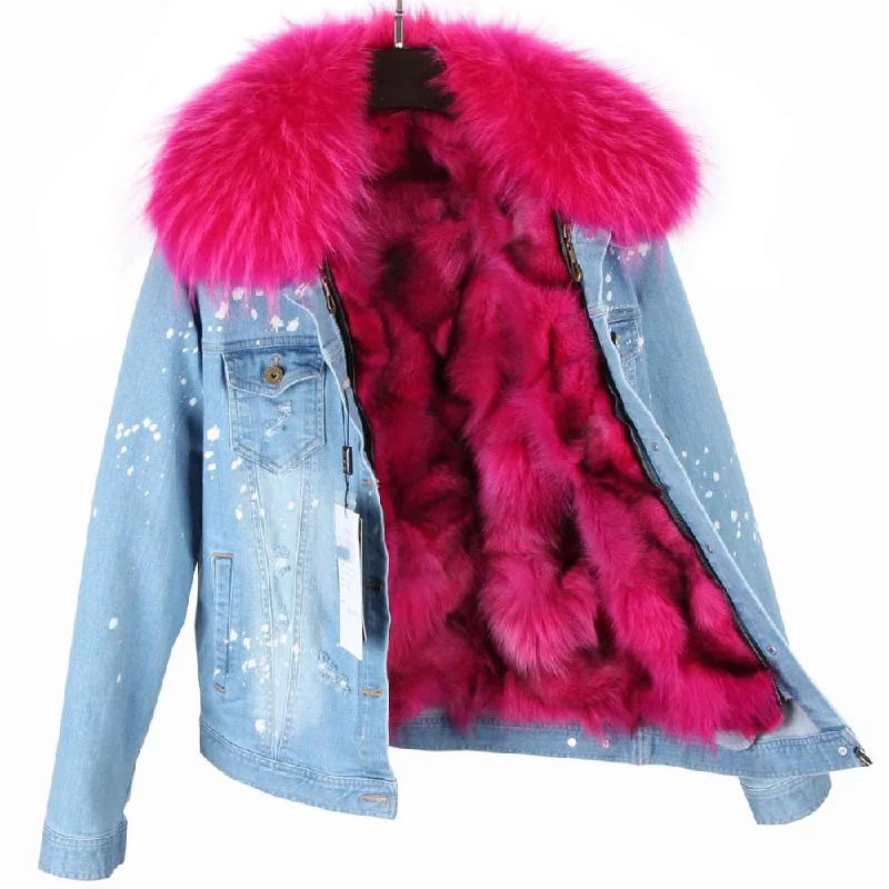 Light Blue Denim Hot Pink Fur