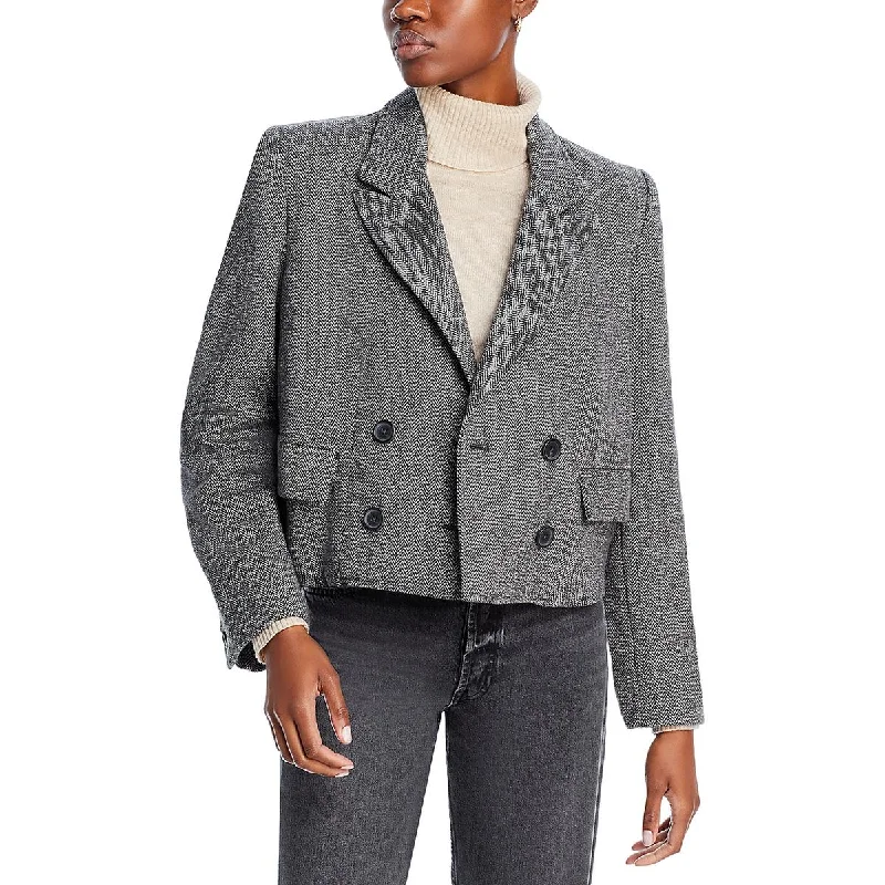 Free People Womens Heritage Tweed Wool Blend Two-Button Blazer