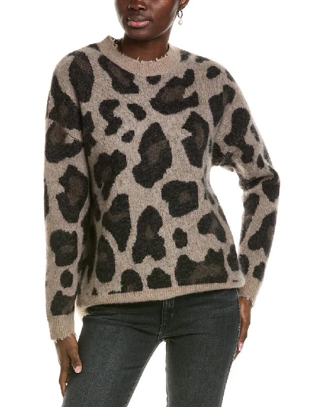 27 Miles Malibu womens  Cheetah Print Crewneck Cashmere, Silk & Mohair-Blend