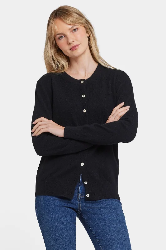 Cashmere Crewneck Cardigan - Black