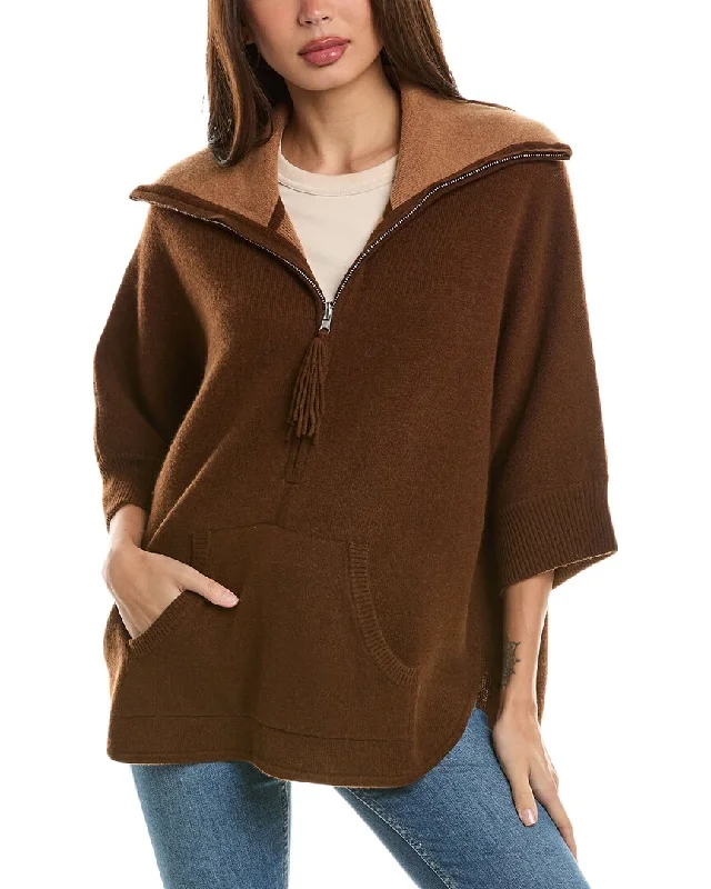 Hannah Rose Reversible Wool & Cashmere-Blend Poncho