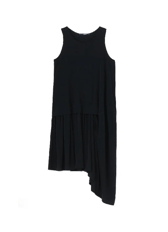 HIGH TWIST SMOOTH RAYON ASYMMETRIC DRESS