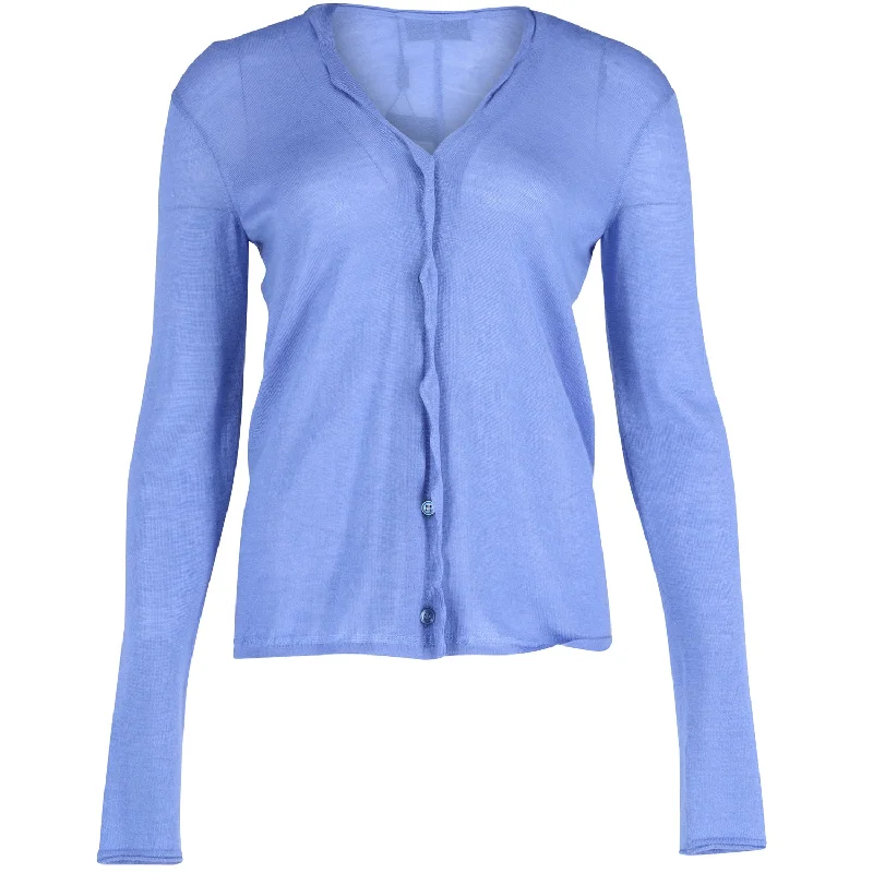 Saint Laurent Scalloped Edge Cardigan in Blue Cashmere