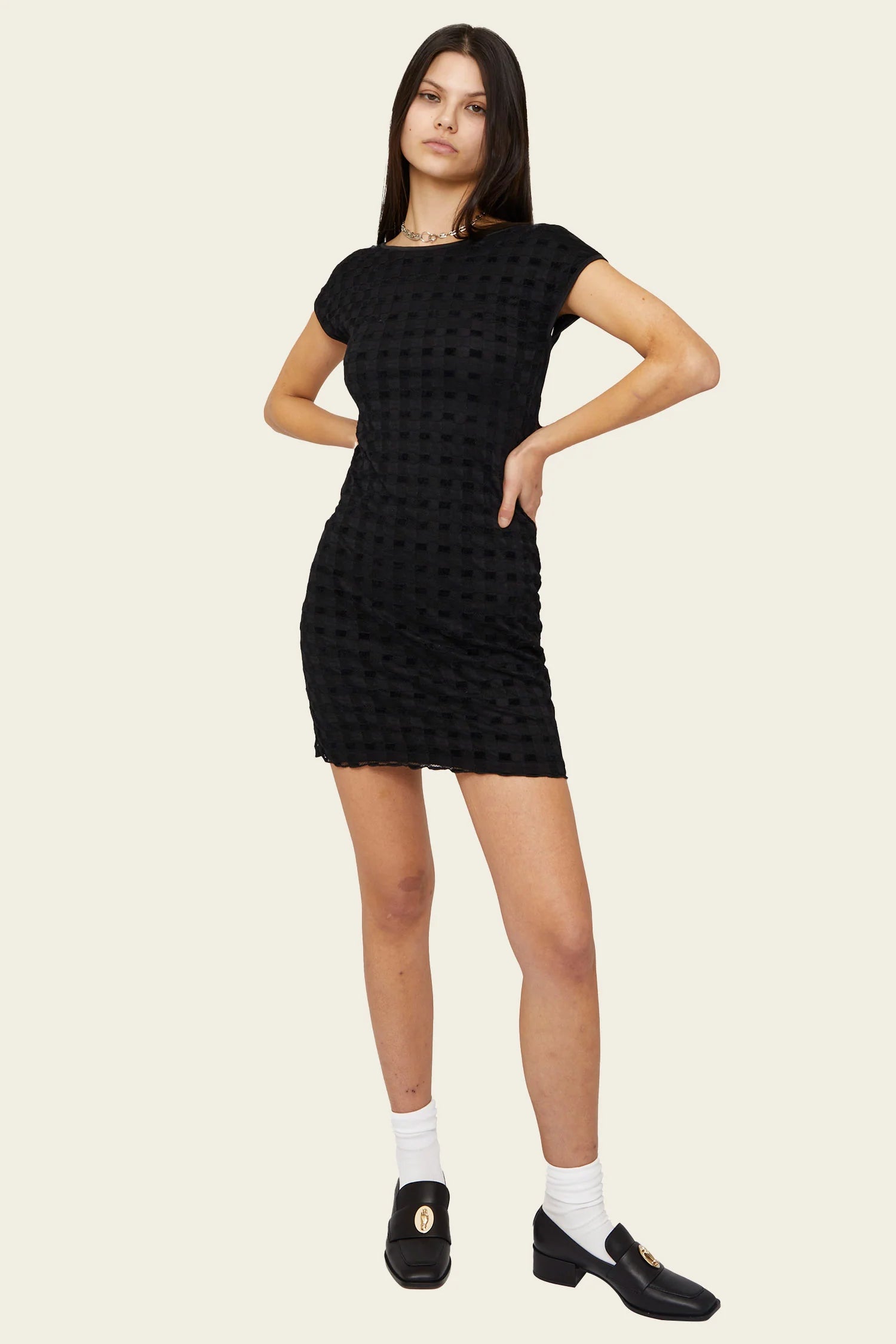 Athalia Mesh Mini Dress in Black Harmony