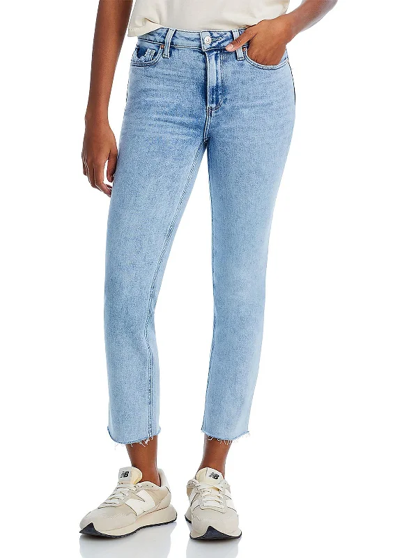 Cindy Womens High Rise Light Wash Cropped Jeans