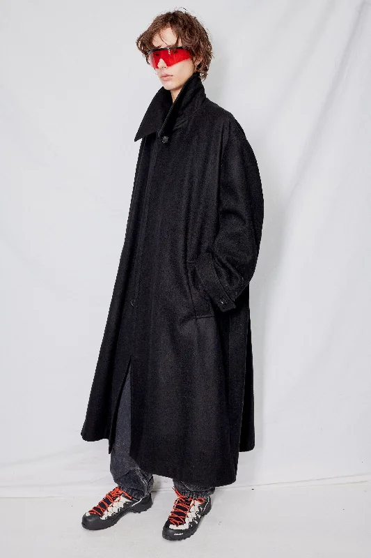 Black Heavy Wool Overcoat