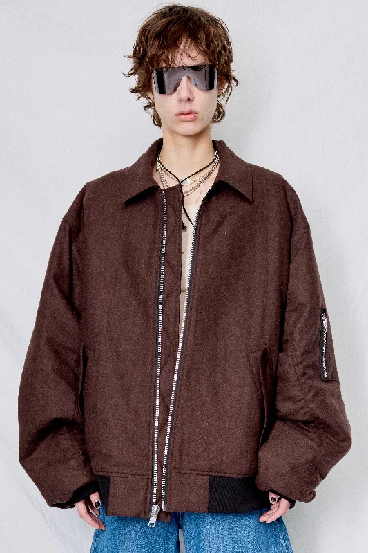 Brown Melange Wool Tanker Jacket